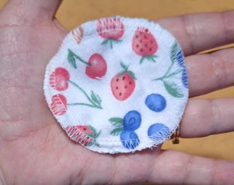 Fruit Theme Cotton Flannel Facial Rounds - Reusable Makeup Remover Pads, Berries Lemons, set of 10
