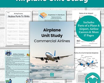 Airplane Unit Study, Commercial Airlines Activity Bundle, Kid Activities, Elementary Educational Download, Homeschool Lesson
