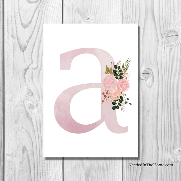 Alphabet Lowercase Letter A - Baby Room Decor - Nursery Decor - Girls Room Decor - Teen Wall Art - Dorm Art - Printable Bedroom Decor