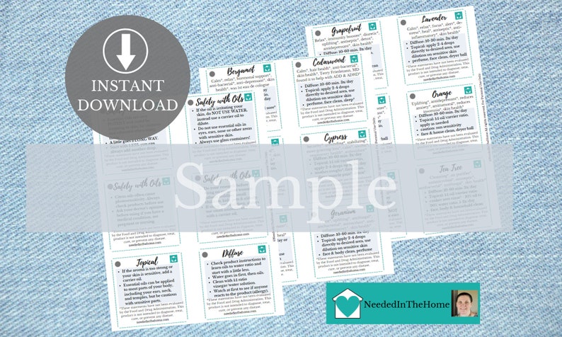 Essential Oils Flash Cards Essential Oils New Member Instant Download Files PDF Print Cut Laminate Punch Clip Cards Key Ring Cards image 1