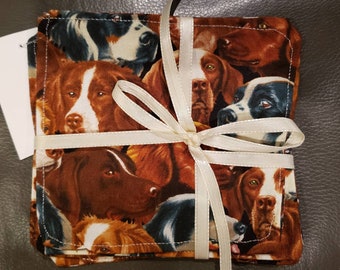 Brittany Spaniel Coasters Set of Four / Dog Theme Coasters / Dog Breed Coaster / Coaster Set Dogs / mug rugs mug mats quilted Handmade