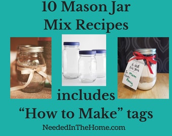 Mason Jar Gift Ideas / 10 In A Jar Gifts Recipes and Tags Bundle / Instant Download Printable PDF eBook 25 pages