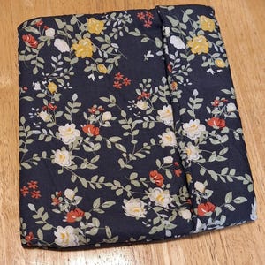 Microwave Potato Bag, Large Size - Black with yellow white and red flowers, green leaves