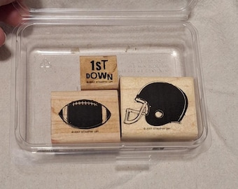 Stampin Up Just Football, 3 Rubber Stamps Retired 2007 football theme helmet 1st Down