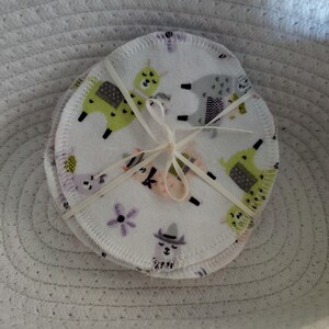 REUSABLE COTTON ROUNDS 5 count 5&quot; with Llamas / face rounds cloth face pads soft reusable washable Facial Rounds cotton flannel unpaper