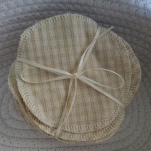 REUSABLE COTTON ROUNDS 20 count 5&quot; beige stripes / face rounds cloth face pads soft reusable washable Facial Rounds cotton flannel unpaper