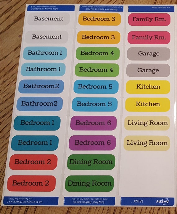 108 étiquettes Autocollantes Rectangulaires - 9,5x10,5 Cm, 6 Couleurs - Pour Déménagement, Bureau, Rangement