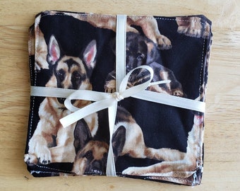 German Shepherd Coasters Set of Four / Dog Theme Coasters / Dog Breed Coaster / Coaster Set Dogs / mug rugs mug mats quilted Handmade