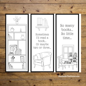 Printable Color Your Own Book Lover Bookmarks / Instant Digital Download DIY Child Coloring / Printable Birthday Party Activity for all ages image 1