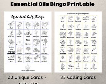 Essential Oils Bingo Cards, 20 Count, Unique, Oily Party Game (PDF Print), Class Ideas