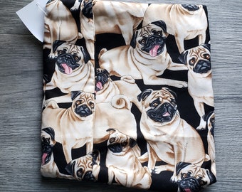 Large Baked Potato Bag, Microwavable Tater Cooker, Spud Pouch, Dog Lover Gift, Tan Pugs