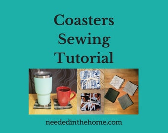 Sewing Tutorial for Reusable Fabric Coasters DIgital Printable PDF / includes Washing Instructions make beverage coasters or drink coasters