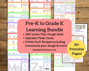 ABC Learning Bundle | Play Doh Mats & Visual Cards | 26 Printable Alphabet Worksheets | Alphabet Mat Printable | Letter Learning Play Dough