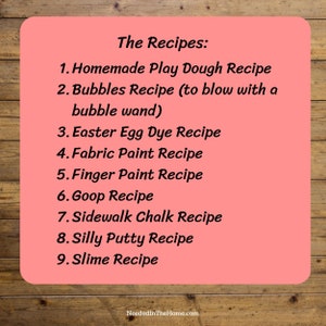 the recipes listed out by titles 1 through 9