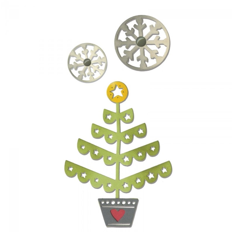 Sizzix Thinlits Die Set 3PK Christmas Tree /& Snowflakes 660726