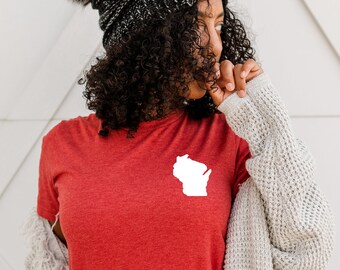 Wisconsin State Shirt: Heather Red Midwest Tee
