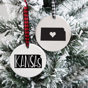 Kansas Christmas Ornament,  Kansas Gift, Kansas Housewarming Gift, Kansas State Gift, State of Kanas,