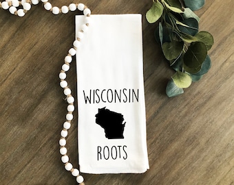Wisconsin Roots Flour Sack Tea Towel, Farmhouse Decor