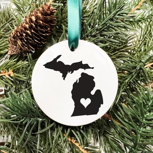 Michigan Ornament Michigan Christmas Ornament Michigan Gift  Michigan State Ornament Christmas State Gift Porcelain Ornament