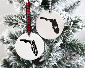 Florida State Ornament Florida Christmas Ornament Florida Ornament Florida Christmas Gift Florida Gifts Florida College Gift State Ornaments