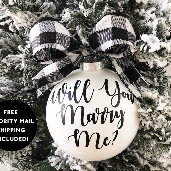 Will You Mary Me Ornament Christmas Proposal Ornament Engagement Ornament Wedding Proposal Idea Ornament Proposal Marriage Proposal Ornament