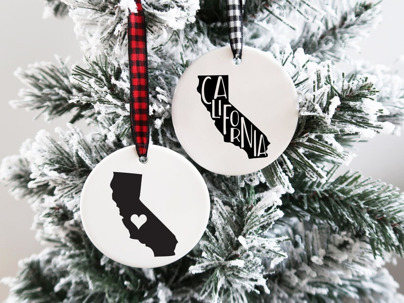 Personalized california christmas ornaments
