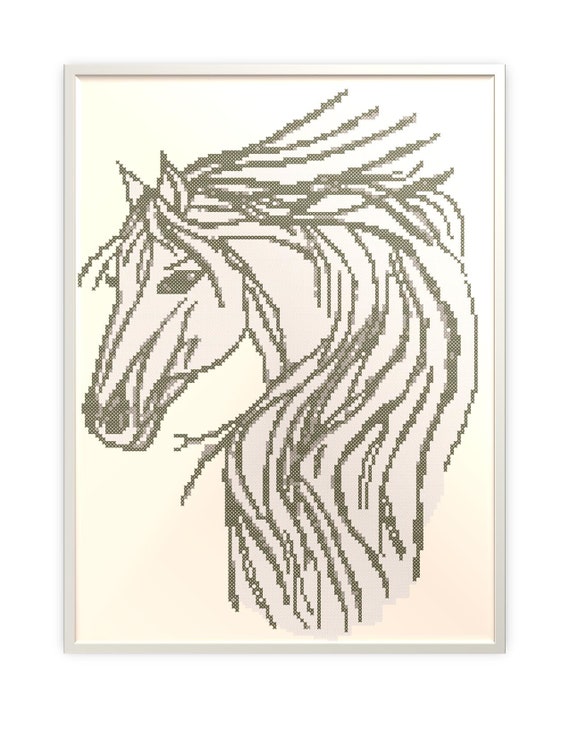 Cross Stitch Pattern Silhouette Horse Head Etsy