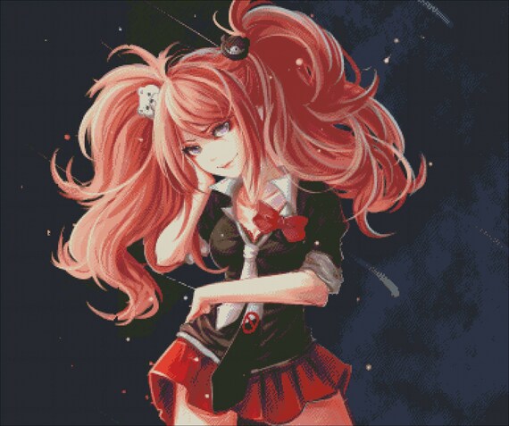 Anime Girls Pattern For Embroidery Girl Cross Stitch Pink Hair Cross Stitch Anime Embroidery Embroidery Scheme In Pdf Format For Print