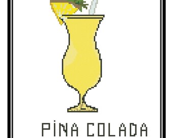 Pina Colada cross stitch ,pdf pattern, Counted Cross Stitch,cocktail, embroidery pdf,drink  pdf,gift cross stitch pdf