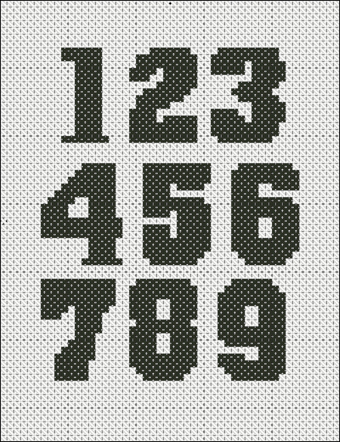 Numbers Cross Stitch, Numbers 09 Cross Stitch Schemes, Stitch PDF and