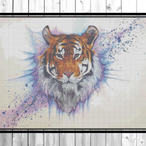 Tiger Cross Stitch Pattern Animals Colorful Art DIY Xstitch Etsy