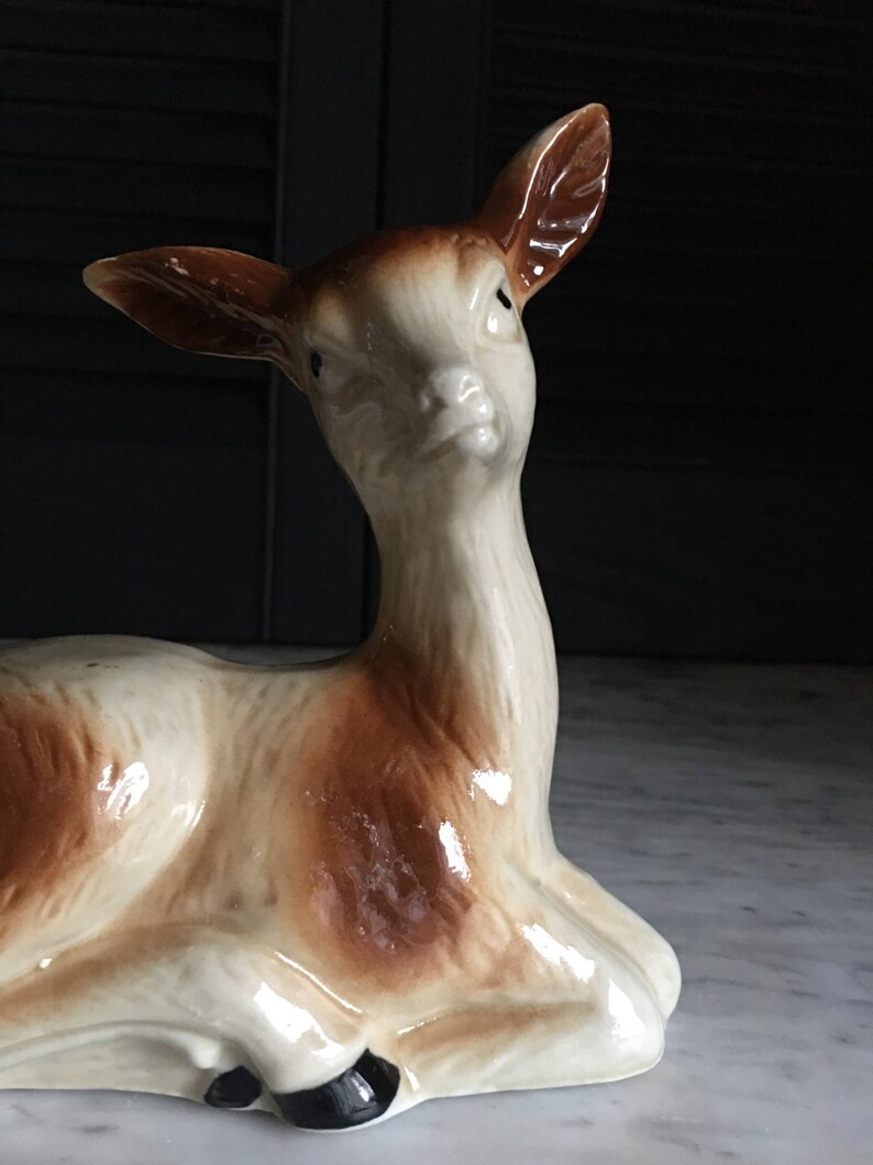 Ceramic Vintage Baby Deer Sitting Figurine Etsy