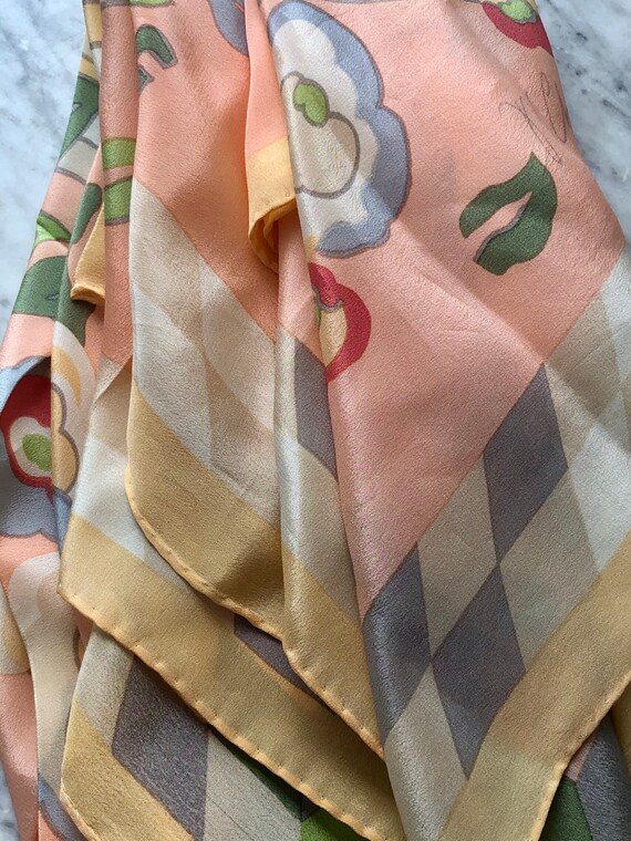 Light Orange Floral Silk Scarf //Vintage Metropolitan… Gem