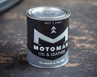 Oil & Leather Scented Motorcycle Candle | Soy Wax Candle | Cedar Pine Wood Wick | Reusable Metal Container | Gifts For Him or Her