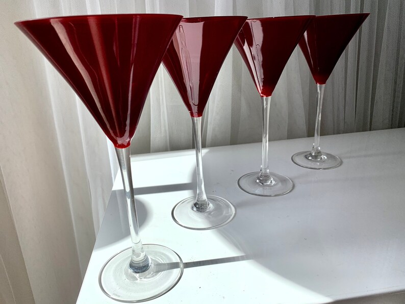 4 Lenox Crystal Cocktail Martini Glass Holiday Gems Ruby and Etsy