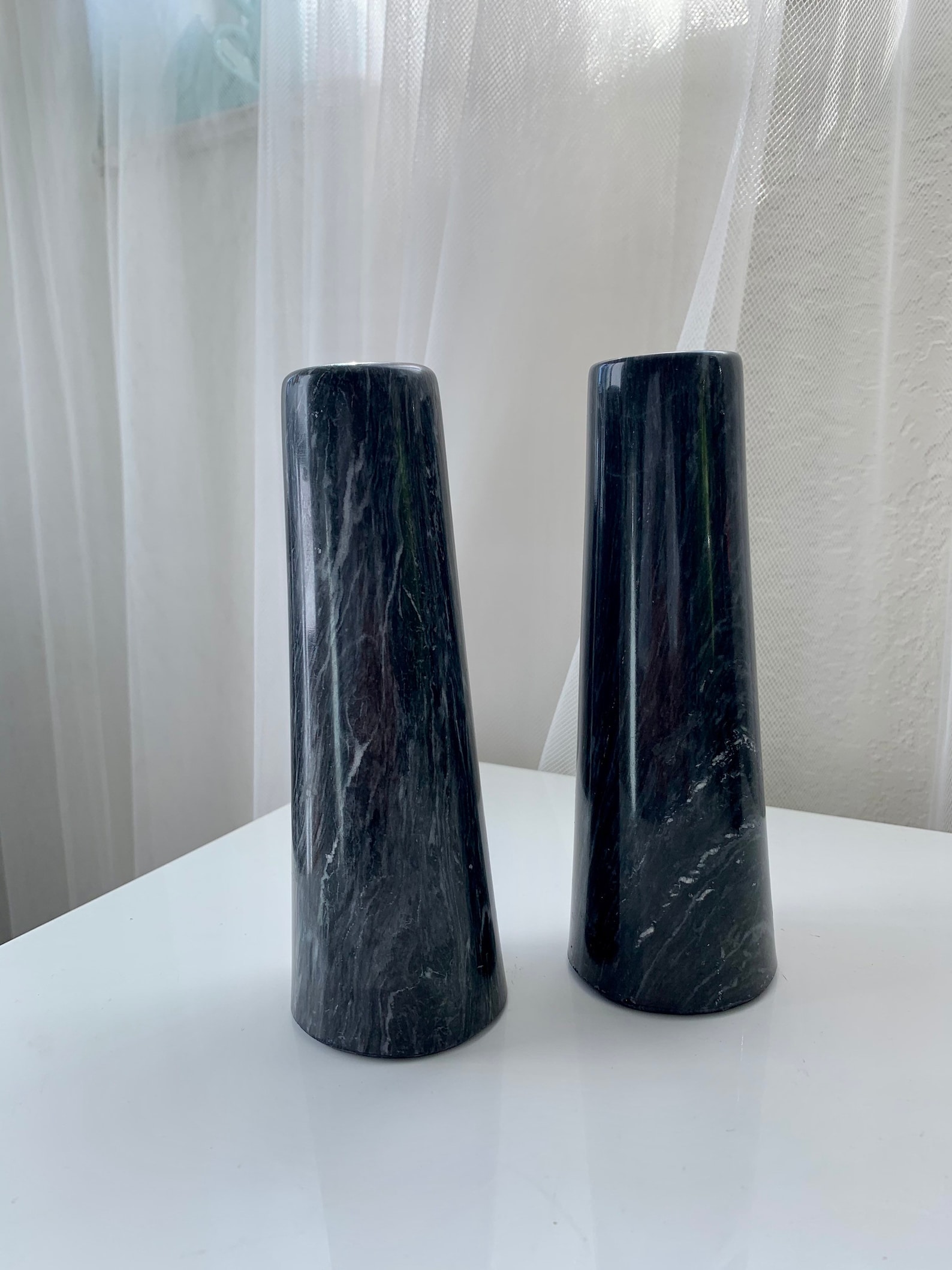Vintage Gailstyn Sutton Quarry Genuine Black Grey Marble Vase Etsy
