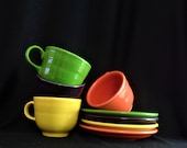 Vintage Fiestaware Set of Tea Coffee Cup and Saucer Assorted Bright Colors. Choose One or Choose All Orange, Plum, Yellow. Good Condition