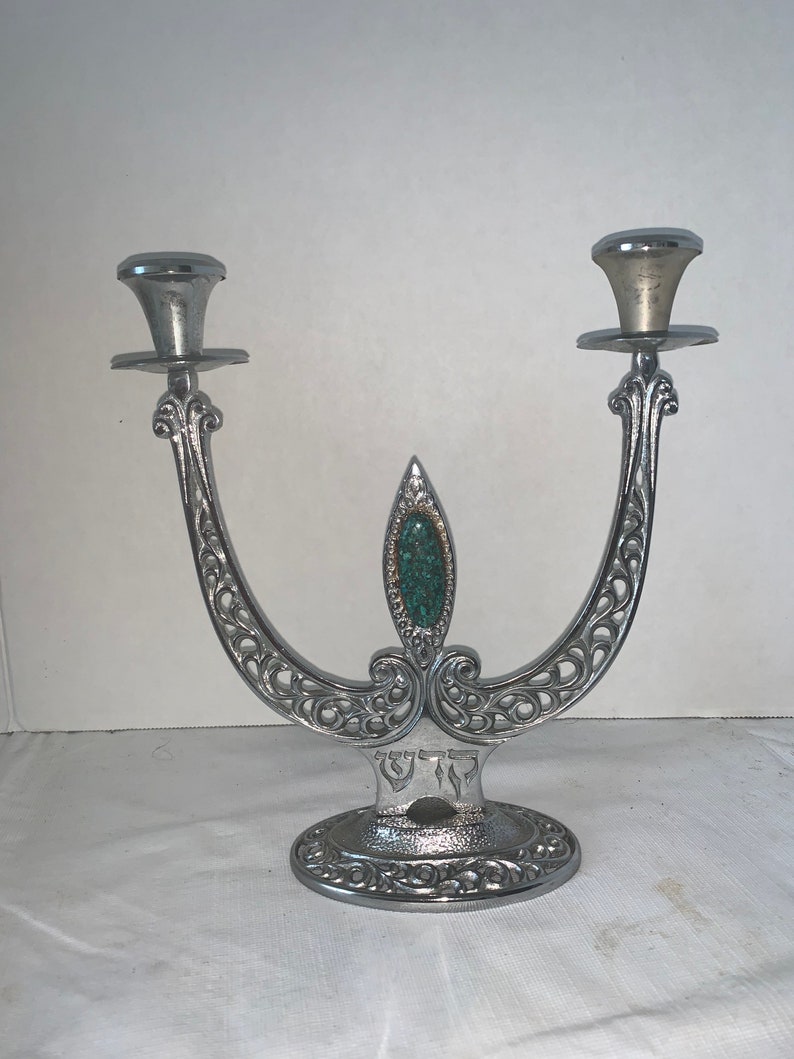Vintage Jewish Hebrew Sabbath Prayer Candle Holder Judaica Etsy