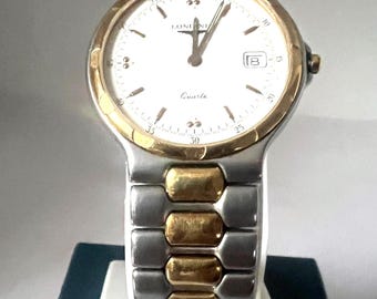 Vintage Longines Quartz Watch 10 m Gold Plated White Dial Ref :L161.4