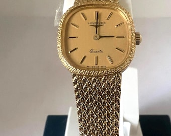 Vintage Longines Quartz Damklocka Guldfärgad Urtavla: