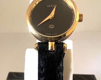 Vintage Gucci Quartz Watch Lady Black Dial Watch