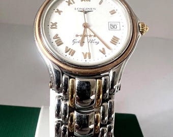 Ultra Thin Two Tone Mens LONGINES Golden Wing Date L3.606.5 Swiss