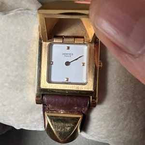 Hermes Hermes Medor Ladies watch Lather Quartz White Dial Ref 976.001