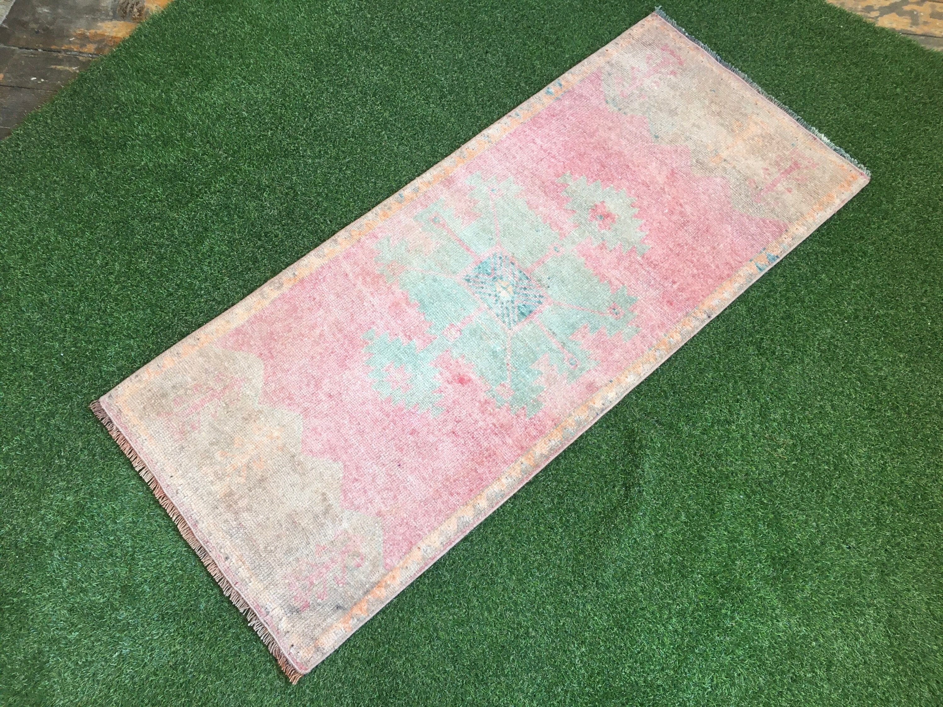 2x4 Rugoriental Rug Pink Teal Rug Entryway Rug Door Mat Etsy