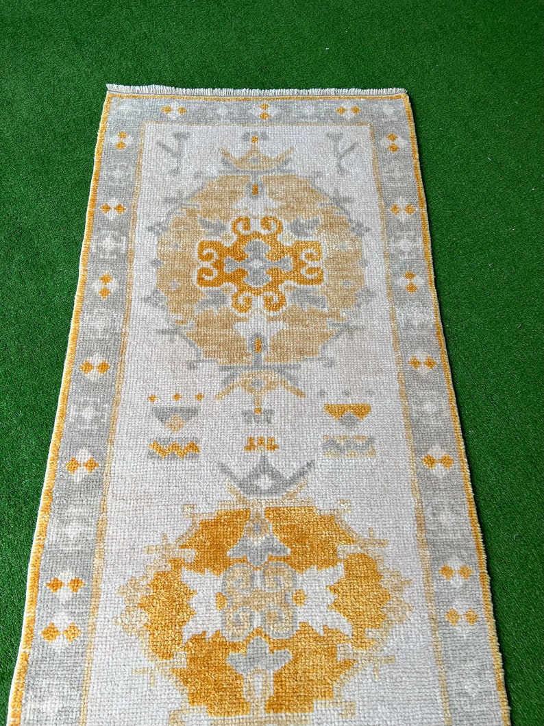 Oushak Turkish Runner Kitchen Runner Rugentryİvory Grey Etsy