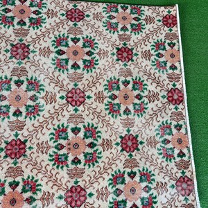 Farmhouse Hallway Decor Rug, İvory Green Brown Turkish Rug, Rug For Living Rug, Entry Rug, Deistresed Rug.39x611. image 10