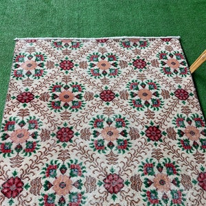 Farmhouse Hallway Decor Rug, İvory Green Brown Turkish Rug, Rug For Living Rug, Entry Rug, Deistresed Rug.39x611. image 9