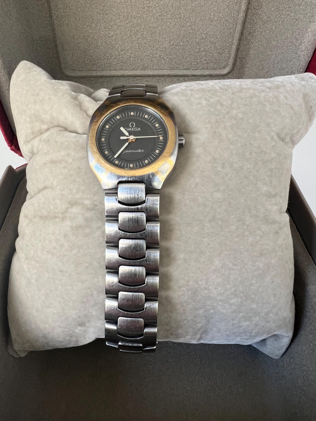 時計 Omega Seamaster Polaris Dial QuartzWatch Omega Seamaster Polaris Quartz Wristwatch Gör Women Ref