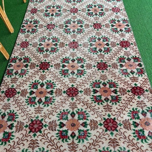 Farmhouse Hallway Decor Rug, İvory Green Brown Turkish Rug, Rug For Living Rug, Entry Rug, Deistresed Rug.39x611. image 5