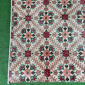 Farmhouse Hallway Decor Rug, İvory Green Brown Turkish Rug, Rug For Living Rug, Entry Rug, Deistresed Rug.39x611. image 8